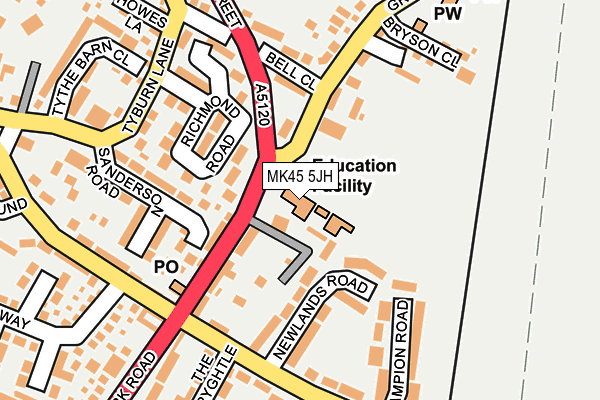 MK45 5JH map - OS OpenMap – Local (Ordnance Survey) MK45 5JH map - OS OpenMap – Local (Ordnance Survey)