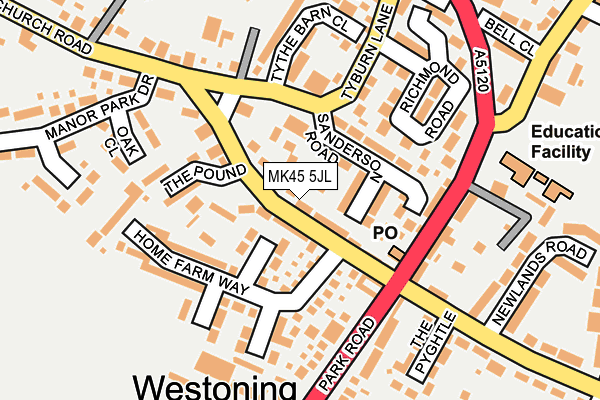 MK45 5JL map - OS OpenMap – Local (Ordnance Survey) MK45 5JL map - OS OpenMap – Local (Ordnance Survey)