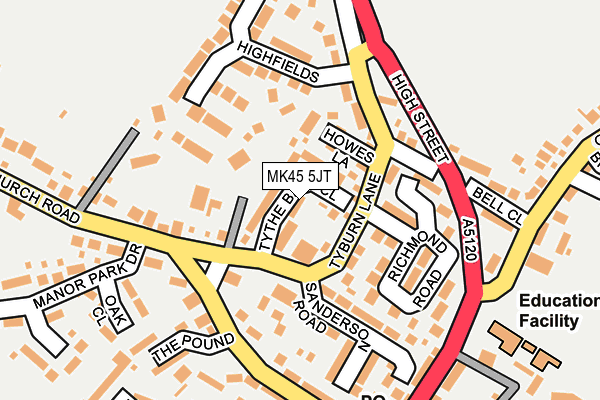 MK45 5JT map - OS OpenMap – Local (Ordnance Survey) MK45 5JT map - OS OpenMap – Local (Ordnance Survey)