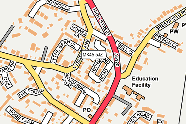 MK45 5JZ map - OS OpenMap – Local (Ordnance Survey) MK45 5JZ map - OS OpenMap – Local (Ordnance Survey)