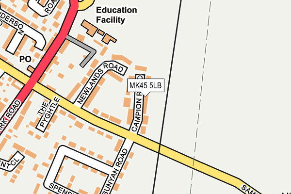 MK45 5LB map - OS OpenMap – Local (Ordnance Survey)
