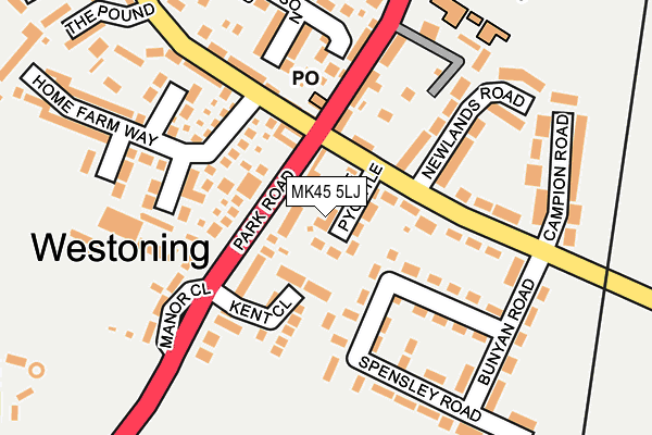 MK45 5LJ map - OS OpenMap – Local (Ordnance Survey) MK45 5LJ map - OS OpenMap – Local (Ordnance Survey)