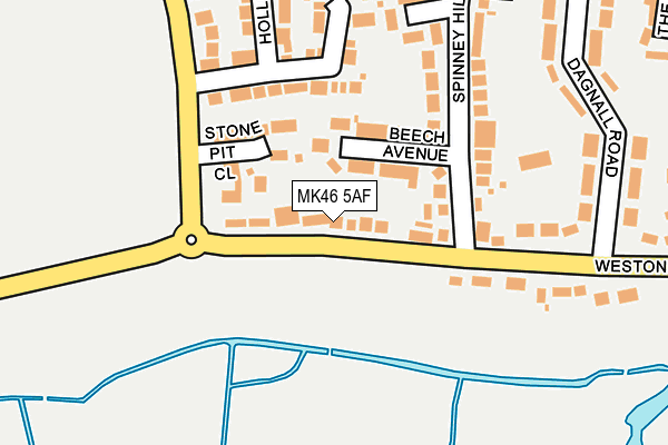 MK46 5AF map - OS OpenMap – Local (Ordnance Survey) MK46 5AF map - OS OpenMap – Local (Ordnance Survey)