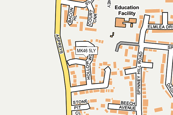 MK46 5LY map - OS OpenMap – Local (Ordnance Survey) MK46 5LY map - OS OpenMap – Local (Ordnance Survey)