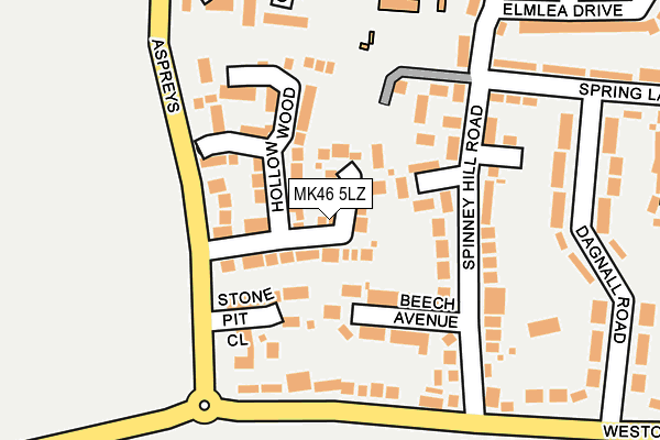 MK46 5LZ map - OS OpenMap – Local (Ordnance Survey) MK46 5LZ map - OS OpenMap – Local (Ordnance Survey)