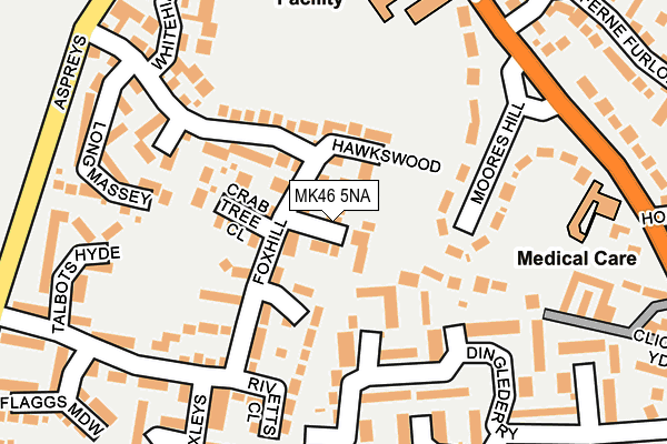 MK46 5NA map - OS OpenMap – Local (Ordnance Survey) MK46 5NA map - OS OpenMap – Local (Ordnance Survey)