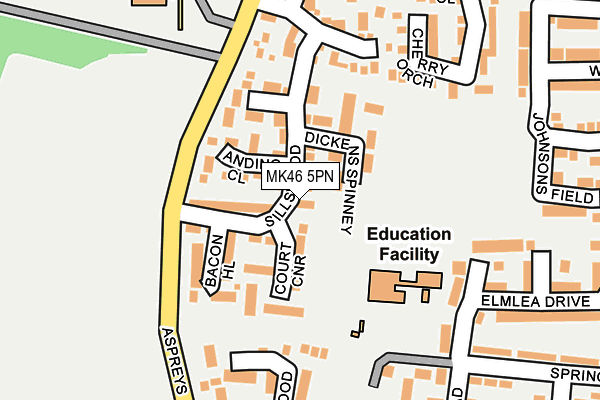 MK46 5PN map - OS OpenMap – Local (Ordnance Survey) MK46 5PN map - OS OpenMap – Local (Ordnance Survey)