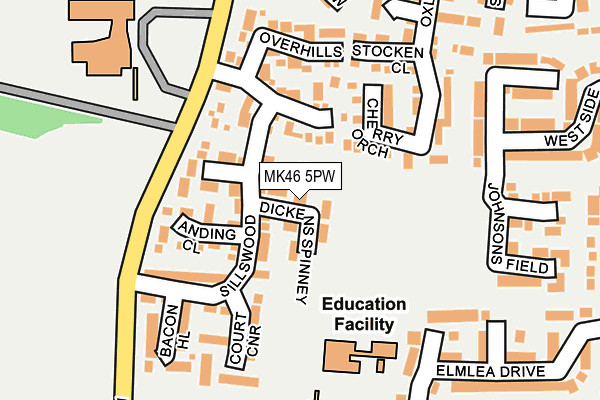 MK46 5PW map - OS OpenMap – Local (Ordnance Survey) MK46 5PW map - OS OpenMap – Local (Ordnance Survey)