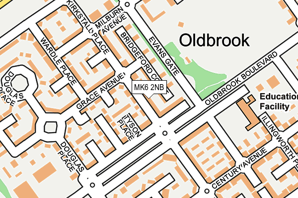 MK6 2NB map - OS OpenMap – Local (Ordnance Survey)
