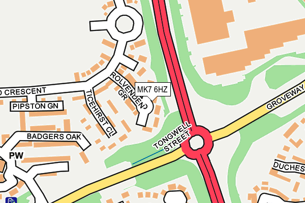 MK7 6HZ map - OS OpenMap – Local (Ordnance Survey)
