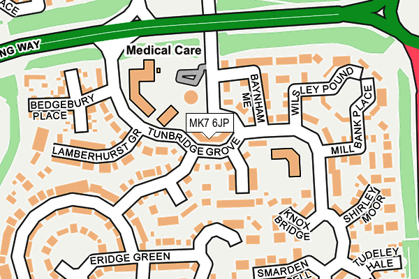 MK7 6JP map - OS OpenMap – Local (Ordnance Survey) MK7 6JP map - OS OpenMap – Local (Ordnance Survey)