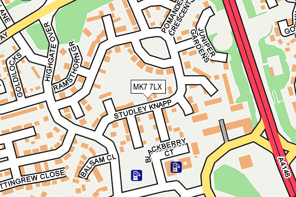 MK7 7LX map - OS OpenMap – Local (Ordnance Survey) MK7 7LX map - OS OpenMap – Local (Ordnance Survey)