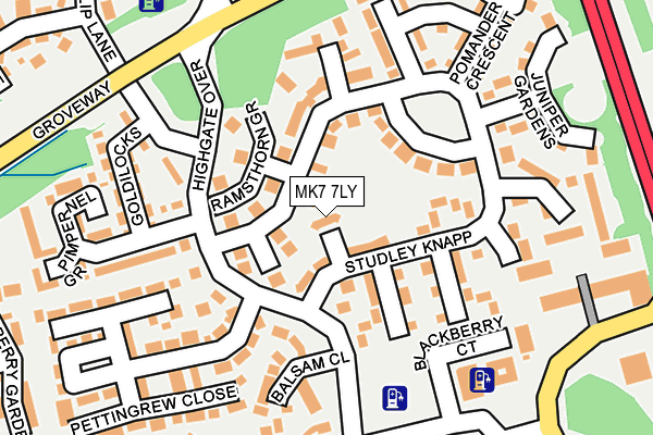 MK7 7LY map - OS OpenMap – Local (Ordnance Survey) MK7 7LY map - OS OpenMap – Local (Ordnance Survey)
