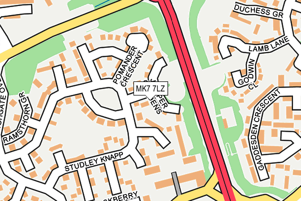 MK7 7LZ map - OS OpenMap – Local (Ordnance Survey) MK7 7LZ map - OS OpenMap – Local (Ordnance Survey)