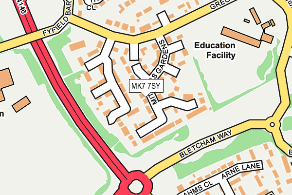 MK7 7SY map - OS OpenMap – Local (Ordnance Survey) MK7 7SY map - OS OpenMap – Local (Ordnance Survey)