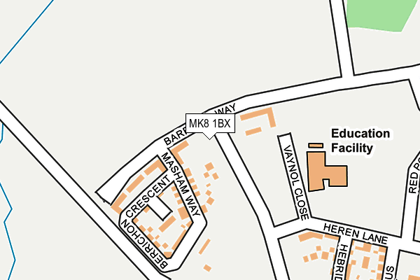 MK8 1BX map - OS OpenMap – Local (Ordnance Survey) MK8 1BX map - OS OpenMap – Local (Ordnance Survey)