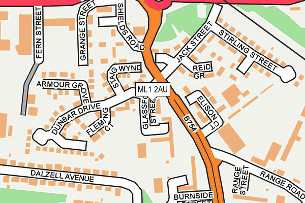 ML1 2AU map - OS OpenMap – Local (Ordnance Survey) ML1 2AU map - OS OpenMap – Local (Ordnance Survey)
