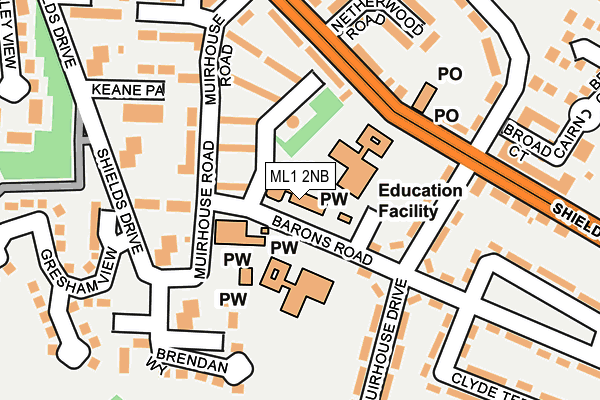 ML1 2NB map - OS OpenMap – Local (Ordnance Survey) ML1 2NB map - OS OpenMap – Local (Ordnance Survey)