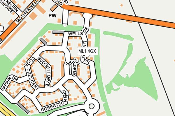 ML1 4GX map - OS OpenMap – Local (Ordnance Survey) ML1 4GX map - OS OpenMap – Local (Ordnance Survey)