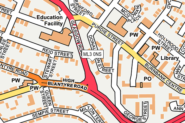 ML3 0NS map - OS OpenMap – Local (Ordnance Survey) ML3 0NS map - OS OpenMap – Local (Ordnance Survey)