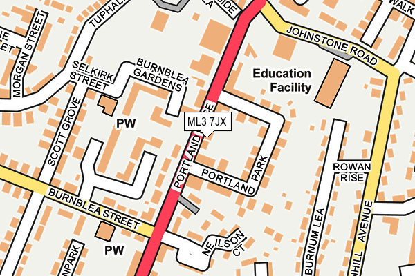 ML3 7JX map - OS OpenMap – Local (Ordnance Survey) ML3 7JX map - OS OpenMap – Local (Ordnance Survey)