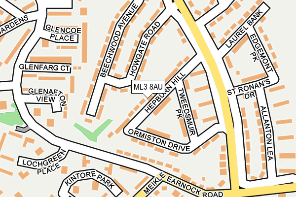 ML3 8AU map - OS OpenMap – Local (Ordnance Survey) ML3 8AU map - OS OpenMap – Local (Ordnance Survey)
