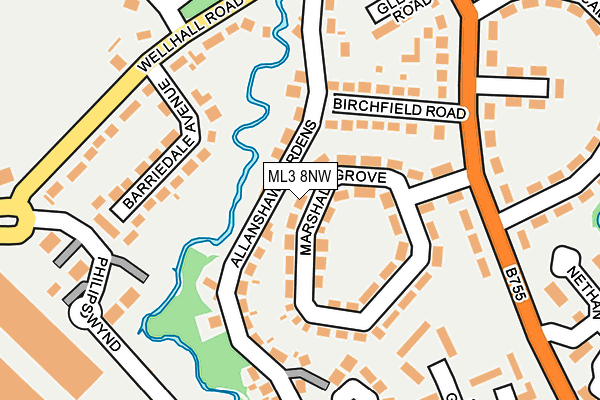 ML3 8NW map - OS OpenMap – Local (Ordnance Survey) ML3 8NW map - OS OpenMap – Local (Ordnance Survey)
