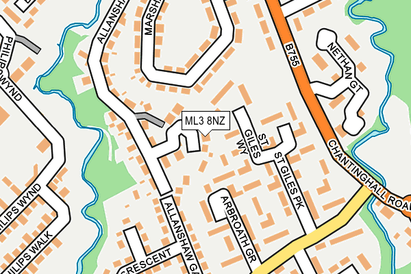 ML3 8NZ map - OS OpenMap – Local (Ordnance Survey) ML3 8NZ map - OS OpenMap – Local (Ordnance Survey)