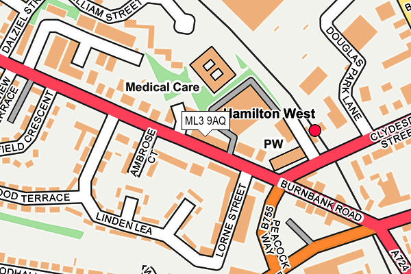 ML3 9AQ map - OS OpenMap – Local (Ordnance Survey) ML3 9AQ map - OS OpenMap – Local (Ordnance Survey)