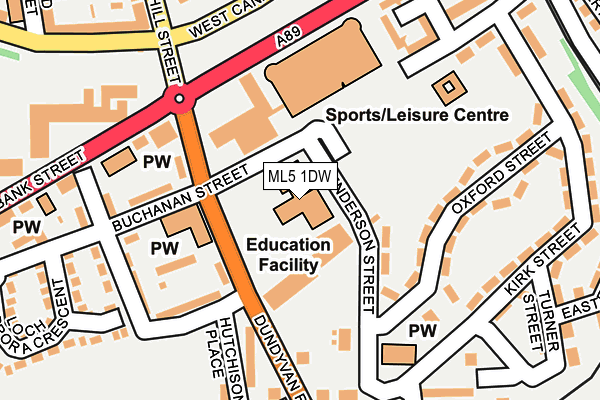 ML5 1DW map - OS OpenMap – Local (Ordnance Survey) ML5 1DW map - OS OpenMap – Local (Ordnance Survey)