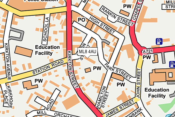 ML8 4AU map - OS OpenMap – Local (Ordnance Survey) ML8 4AU map - OS OpenMap – Local (Ordnance Survey)