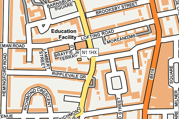 N1 1HX map - OS OpenMap – Local (Ordnance Survey) N1 1HX map - OS OpenMap – Local (Ordnance Survey)