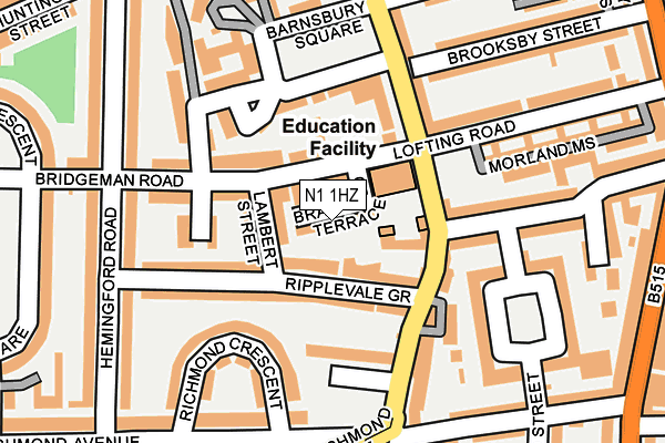 N1 1HZ map - OS OpenMap – Local (Ordnance Survey)