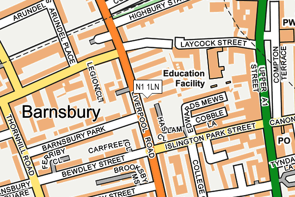 N1 1LN map - OS OpenMap – Local (Ordnance Survey) N1 1LN map - OS OpenMap – Local (Ordnance Survey)
