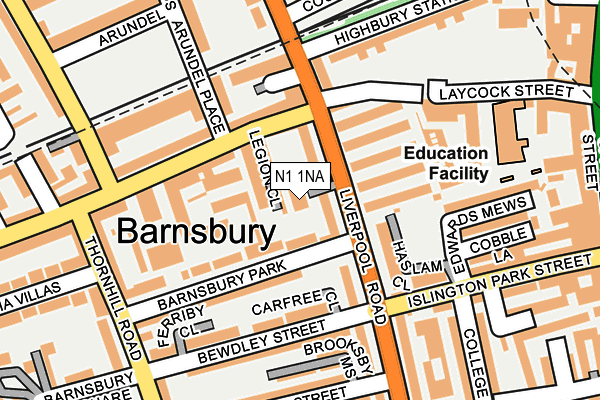 N1 1NA map - OS OpenMap – Local (Ordnance Survey) N1 1NA map - OS OpenMap – Local (Ordnance Survey)