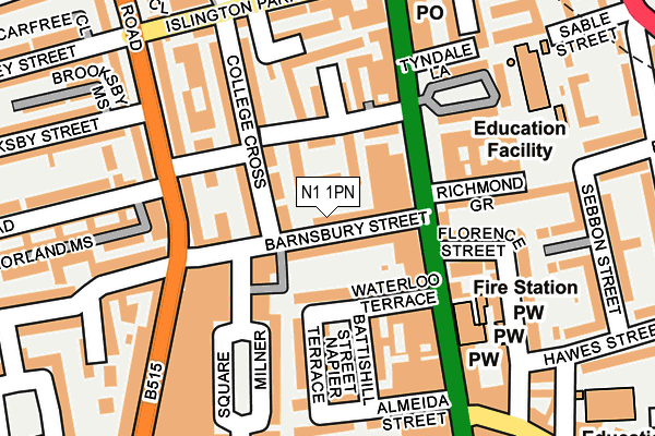 N1 1PN map - OS OpenMap – Local (Ordnance Survey) N1 1PN map - OS OpenMap – Local (Ordnance Survey)