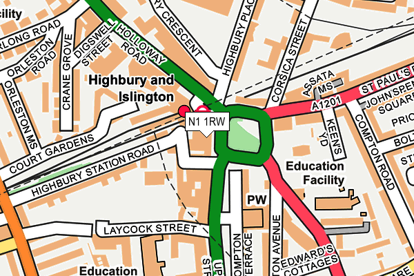 N1 1RW map - OS OpenMap – Local (Ordnance Survey) N1 1RW map - OS OpenMap – Local (Ordnance Survey)