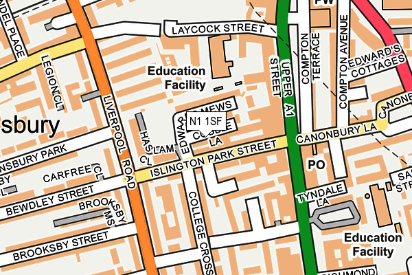 N1 1SF map - OS OpenMap – Local (Ordnance Survey) N1 1SF map - OS OpenMap – Local (Ordnance Survey)