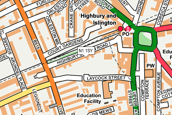 N1 1SY map - OS OpenMap – Local (Ordnance Survey)