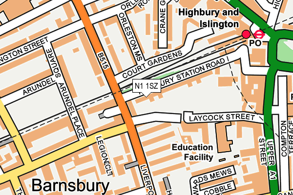 N1 1SZ map - OS OpenMap – Local (Ordnance Survey)