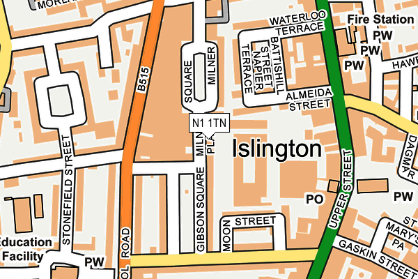 N1 1TN map - OS OpenMap – Local (Ordnance Survey) N1 1TN map - OS OpenMap – Local (Ordnance Survey)