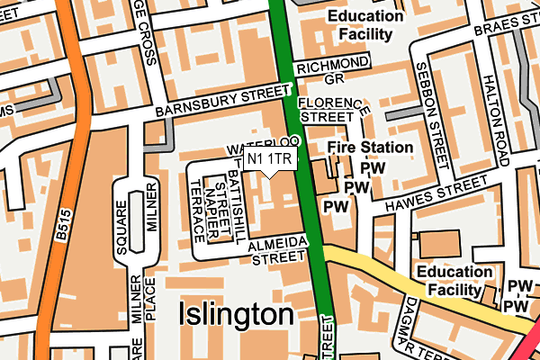 N1 1TR map - OS OpenMap – Local (Ordnance Survey) N1 1TR map - OS OpenMap – Local (Ordnance Survey)