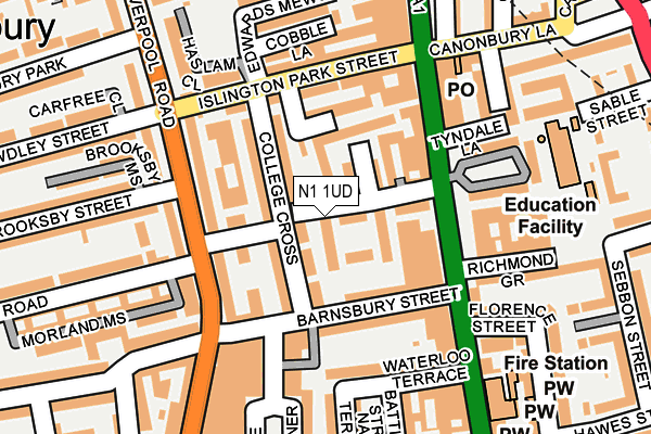 N1 1UD map - OS OpenMap – Local (Ordnance Survey) N1 1UD map - OS OpenMap – Local (Ordnance Survey)