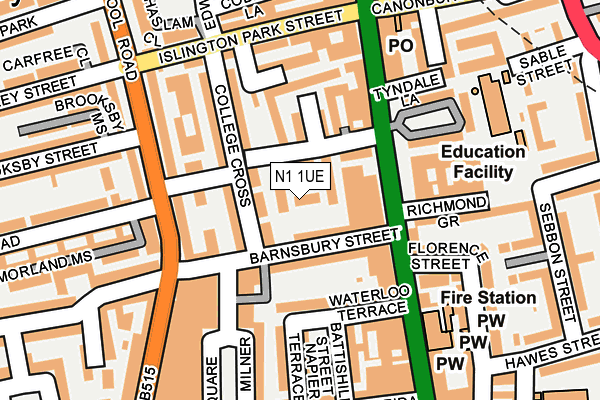 N1 1UE map - OS OpenMap – Local (Ordnance Survey)