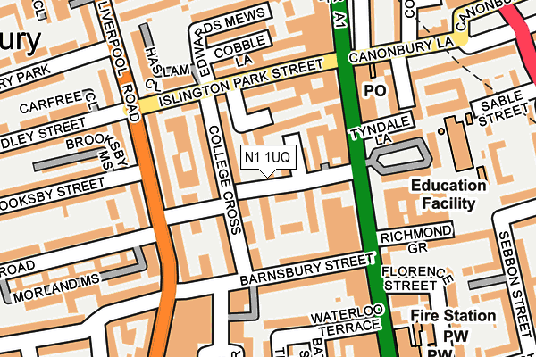 N1 1UQ map - OS OpenMap – Local (Ordnance Survey) N1 1UQ map - OS OpenMap – Local (Ordnance Survey)