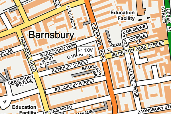 N1 1XW map - OS OpenMap – Local (Ordnance Survey) N1 1XW map - OS OpenMap – Local (Ordnance Survey)