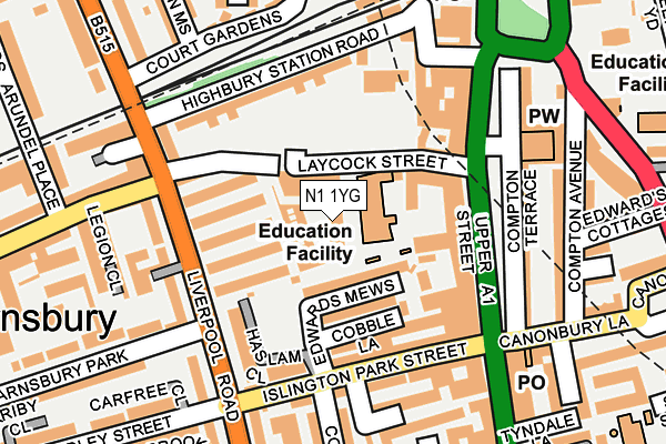 N1 1YG map - OS OpenMap – Local (Ordnance Survey) N1 1YG map - OS OpenMap – Local (Ordnance Survey)