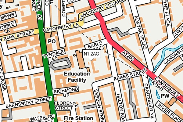 N1 2AG map - OS OpenMap – Local (Ordnance Survey)