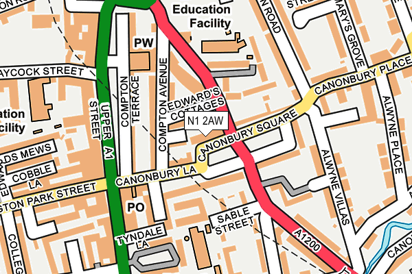 N1 2AW map - OS OpenMap – Local (Ordnance Survey) N1 2AW map - OS OpenMap – Local (Ordnance Survey)