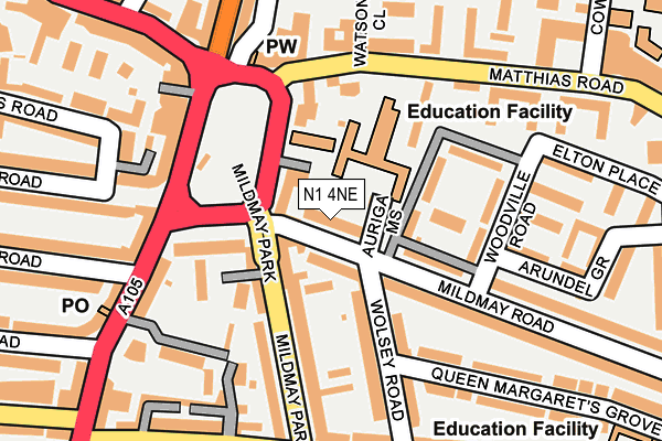 N1 4NE map - OS OpenMap – Local (Ordnance Survey)